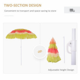 Outsunny Garden Patio Hawaii Beach Sun Umbrella Sunshade Outdoor Folding Tilting Parasol - thumbnail 5
