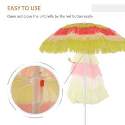 Outsunny Garden Patio Hawaii Beach Sun Umbrella Sunshade Outdoor Folding Tilting Parasol - thumbnail 7