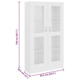 Vidaxl Vitrine Cabinet White 82.5X30.5X150 Cm Engineered Wood Vitrine Cabinets - thumbnail 3