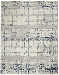 Navy Blue Funky Luxurious Modern Easy To Clean Abstract Viscose Wool Rug For Living Room, Bedroom - 236Cm X 297Cm - thumbnail 9