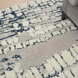 Navy Blue Funky Luxurious Modern Easy To Clean Abstract Viscose Wool Rug For Living Room, Bedroom - 236Cm X 297Cm - thumbnail 4