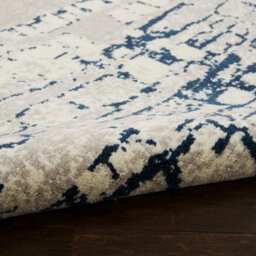 Navy Blue Funky Luxurious Modern Easy To Clean Abstract Viscose Wool Rug For Living Room, Bedroom - 236Cm X 297Cm - thumbnail 7