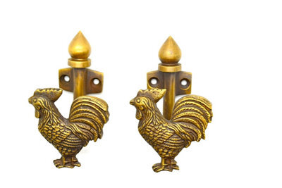 The Foundryman Cockerel Design Brass Wall/door Coat Hook