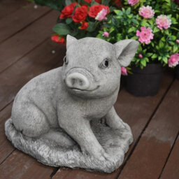 Adorable Stone Cast Babe Pig Garden Ornament - thumbnail 1