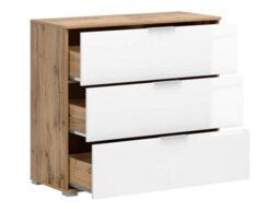 Arte Zele 95 Cm Chest 3 Drawer Oak Wotan White Gloss - thumbnail 4