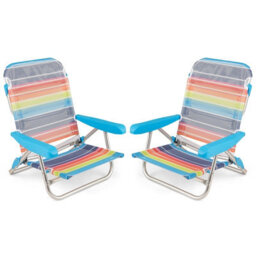 Gainoom 2 Pack Beach Chair For Adults Foldable 5 Position Reclining Picnic Chair - thumbnail 1
