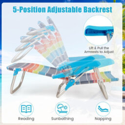 Gainoom 2 Pack Beach Chair For Adults Foldable 5 Position Reclining Picnic Chair - thumbnail 5