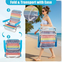 Gainoom 2 Pack Beach Chair For Adults Foldable 5 Position Reclining Picnic Chair - thumbnail 6