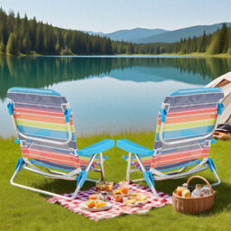 Gainoom 2 Pack Beach Chair For Adults Foldable 5 Position Reclining Picnic Chair - thumbnail 3