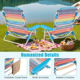 Gainoom 2 Pack Beach Chair For Adults Foldable 5 Position Reclining Picnic Chair - thumbnail 4