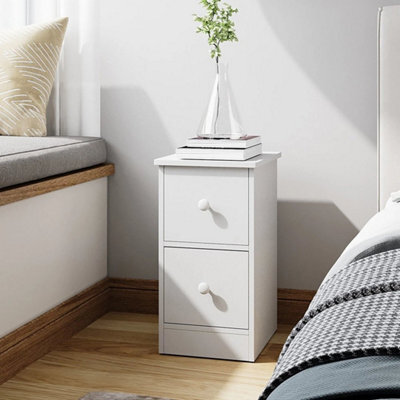 White 2 Drawers Bedside Table Cabinet Sofa Side Lamp Table Nightstand Shelf Storage - image 1