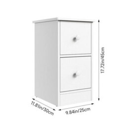 White 2 Drawers Bedside Table Cabinet Sofa Side Lamp Table Nightstand Shelf Storage - thumbnail 2