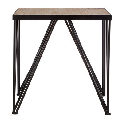 Orsina Square Side Table, Wood Metal Side Table, Industrial Side Table, Wood Top Side Table, Black Iron Side Table - image 1