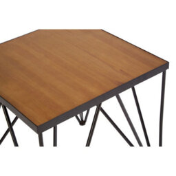 Orsina Square Side Table, Wood Metal Side Table, Industrial Side Table, Wood Top Side Table, Black Iron Side Table - thumbnail 4
