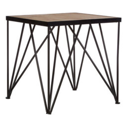 Orsina Square Side Table, Wood Metal Side Table, Industrial Side Table, Wood Top Side Table, Black Iron Side Table - thumbnail 2