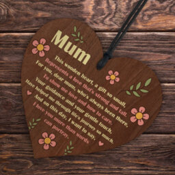 Red Ocean Mum Wooden Heart - Handcrafted Keepsake With Sentimental Message  Perfect Gift For Birthday, - thumbnail 6