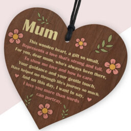 Red Ocean Mum Wooden Heart - Handcrafted Keepsake With Sentimental Message  Perfect Gift For Birthday, - thumbnail 2