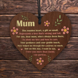 Red Ocean Mum Wooden Heart - Handcrafted Keepsake With Sentimental Message  Perfect Gift For Birthday, - thumbnail 5