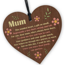 Red Ocean Mum Wooden Heart - Handcrafted Keepsake With Sentimental Message  Perfect Gift For Birthday, - thumbnail 1