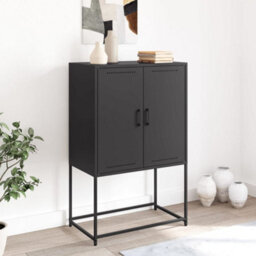 Berkfield Highboard Black 68.5X38.5X107 Cm Steel - thumbnail 3