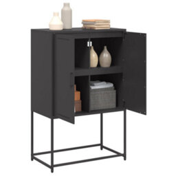Berkfield Highboard Black 68.5X38.5X107 Cm Steel - thumbnail 5