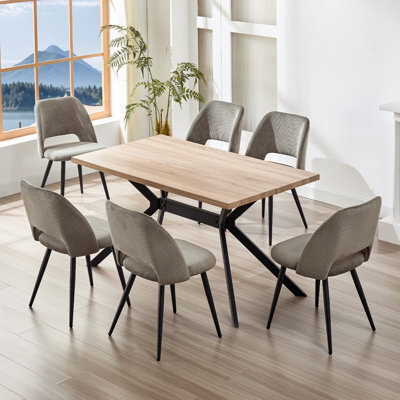 Longtoo Set Of 6 Dining Chairs, Velvet Upholstery, Separate Legs, Coffee - image 1