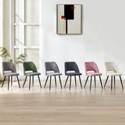 Longtoo Set Of 6 Dining Chairs, Velvet Upholstery, Separate Legs, Coffee - thumbnail 6