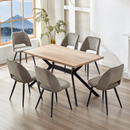 Longtoo Set Of 6 Dining Chairs, Velvet Upholstery, Separate Legs, Coffee