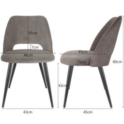 Longtoo Set Of 6 Dining Chairs, Velvet Upholstery, Separate Legs, Coffee - thumbnail 2