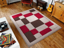 Smart Living Modern Thick Havana Carved Area Rug, Living Room Carpet, Kitchen Floor, Bedroom Soft Rugs 60Cm X 110Cm - Beige Red - thumbnail 1