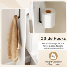 Farmhouse Style Bathroom Storage Cabinet Over Toilet With Sliding Door White - thumbnail 2