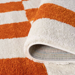 The Rugs Joli Orange And White Geometric Rug Soft Dense Pile Easy To Clean And Pet Friendly For Living Rooms And Bedrooms - thumbnail 6