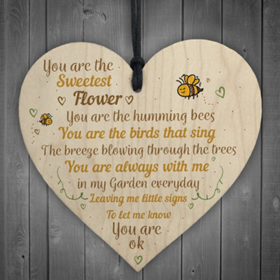 Red Ocean Mum Nan Dad Family Guardian Angel Wood Heart Sign Memorial Gift Angels For Grave Plaques - image 1