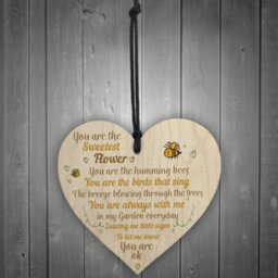 Red Ocean Mum Nan Dad Family Guardian Angel Wood Heart Sign Memorial Gift Angels For Grave Plaques - thumbnail 2