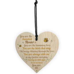 Red Ocean Mum Nan Dad Family Guardian Angel Wood Heart Sign Memorial Gift Angels For Grave Plaques - thumbnail 5