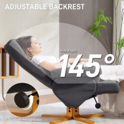 Linen Recliner Chair With Ottoman Footrest Storage Space Grey - thumbnail 3