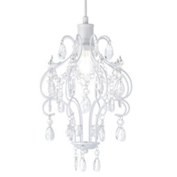 Happy Homewares Matt White Shabby Chic Chandelier Style Pendant Ceiling Lamp Shade With Acrylic - thumbnail 2