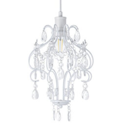 Happy Homewares Matt White Shabby Chic Chandelier Style Pendant Ceiling Lamp Shade With Acrylic