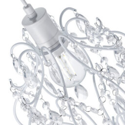 Happy Homewares Matt White Shabby Chic Chandelier Style Pendant Ceiling Lamp Shade With Acrylic - thumbnail 5