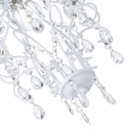 Happy Homewares Matt White Shabby Chic Chandelier Style Pendant Ceiling Lamp Shade With Acrylic - thumbnail 4