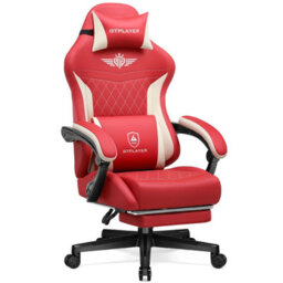 Gtplayer Gaming Chair, High Back Computer Chairs With Footrest For Adults Ergonomic Pc Chair, Red - thumbnail 1