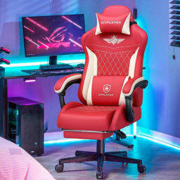 Gtplayer Gaming Chair, High Back Computer Chairs With Footrest For Adults Ergonomic Pc Chair, Red - thumbnail 2