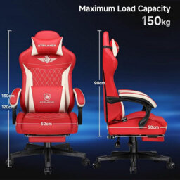 Gtplayer Gaming Chair, High Back Computer Chairs With Footrest For Adults Ergonomic Pc Chair, Red - thumbnail 3