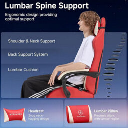 Gtplayer Gaming Chair, High Back Computer Chairs With Footrest For Adults Ergonomic Pc Chair, Red - thumbnail 4