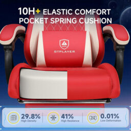 Gtplayer Gaming Chair, High Back Computer Chairs With Footrest For Adults Ergonomic Pc Chair, Red - thumbnail 9