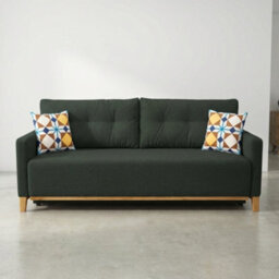 Ariel Fabric Sofa Bed With Foam Wave Springs Wooden Frame Loose Back Cushions Storage 213 X 101 X 91 Cm Graphite - thumbnail 2