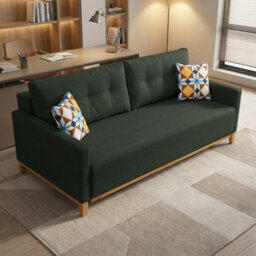 Ariel Fabric Sofa Bed With Foam Wave Springs Wooden Frame Loose Back Cushions Storage 213 X 101 X 91 Cm Graphite - thumbnail 1