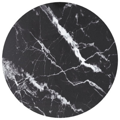 Berkfield Table Top Black Radius 60X0.8 Cm Tempered Glass With Marble Design - image 1