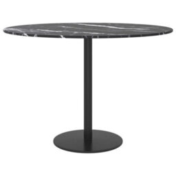 Berkfield Table Top Black Radius 60X0.8 Cm Tempered Glass With Marble Design - thumbnail 3