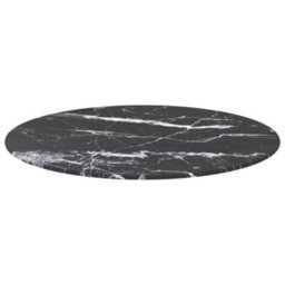 Berkfield Table Top Black Radius 60X0.8 Cm Tempered Glass With Marble Design - thumbnail 2